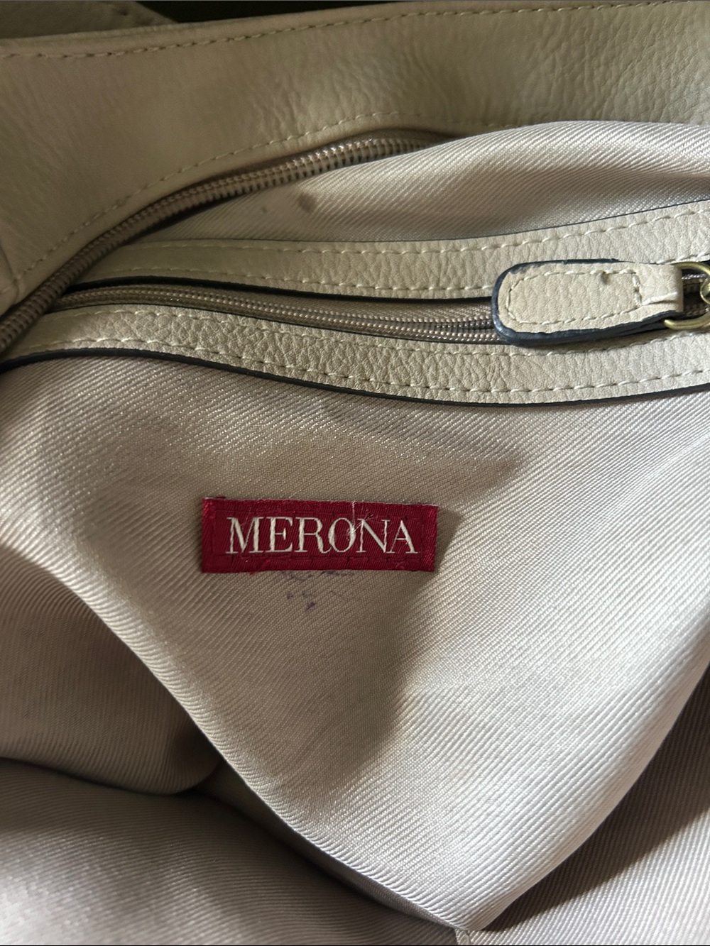 Y2K Merona Taupe Shoulder Hobo Bag with Buckle Accents - Picture 2 of 7